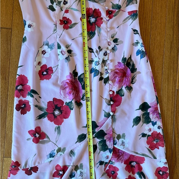 Adrianna Papell Pink Multi-Color V-Neck Flor Mermaid Hem Dress Size 10 - Picture 9 of 12
